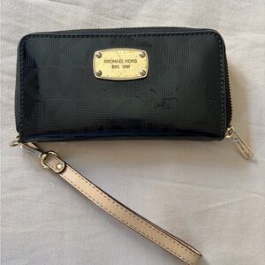 Michael Kors Black and Gold Wristlet Wallet
